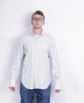T.M. Lewin Mens 16.5 34.5 XL Formal Shirt Cotton Long Sleeve Striped White - RetrospectClothes
