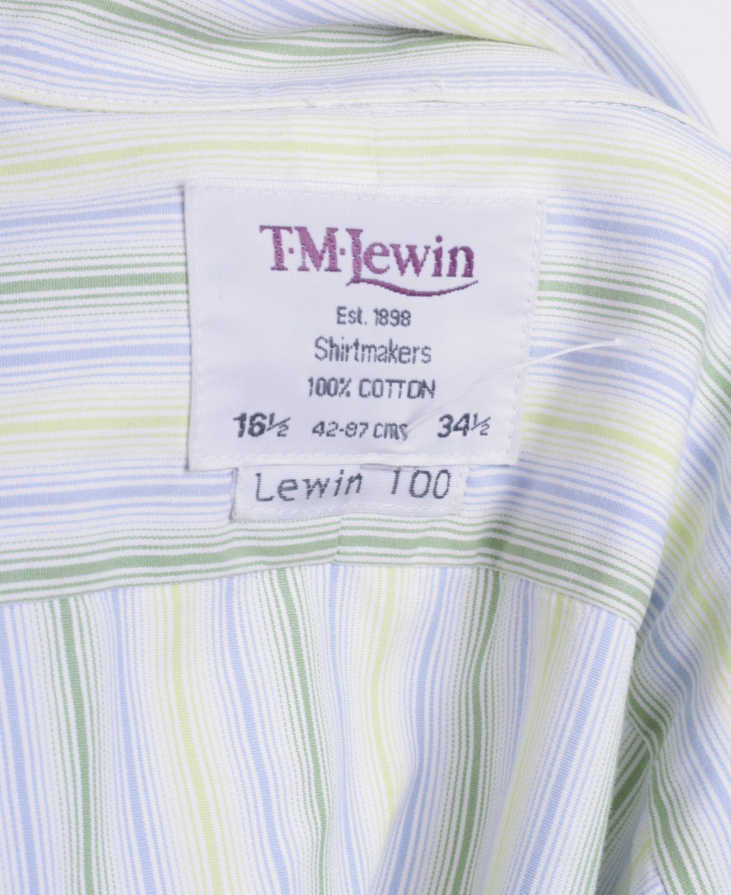 T.M. Lewin Mens 16.5 34.5 XL Formal Shirt Cotton Long Sleeve Striped White - RetrospectClothes