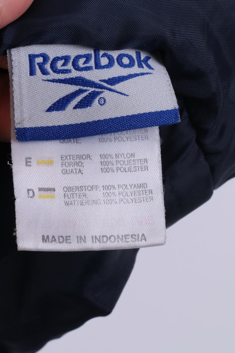 Reebok Essentials Garçons 30'' 140cm Veste Rembourrée Fermeture Éclair Complète Nylon Marine Imperméable 