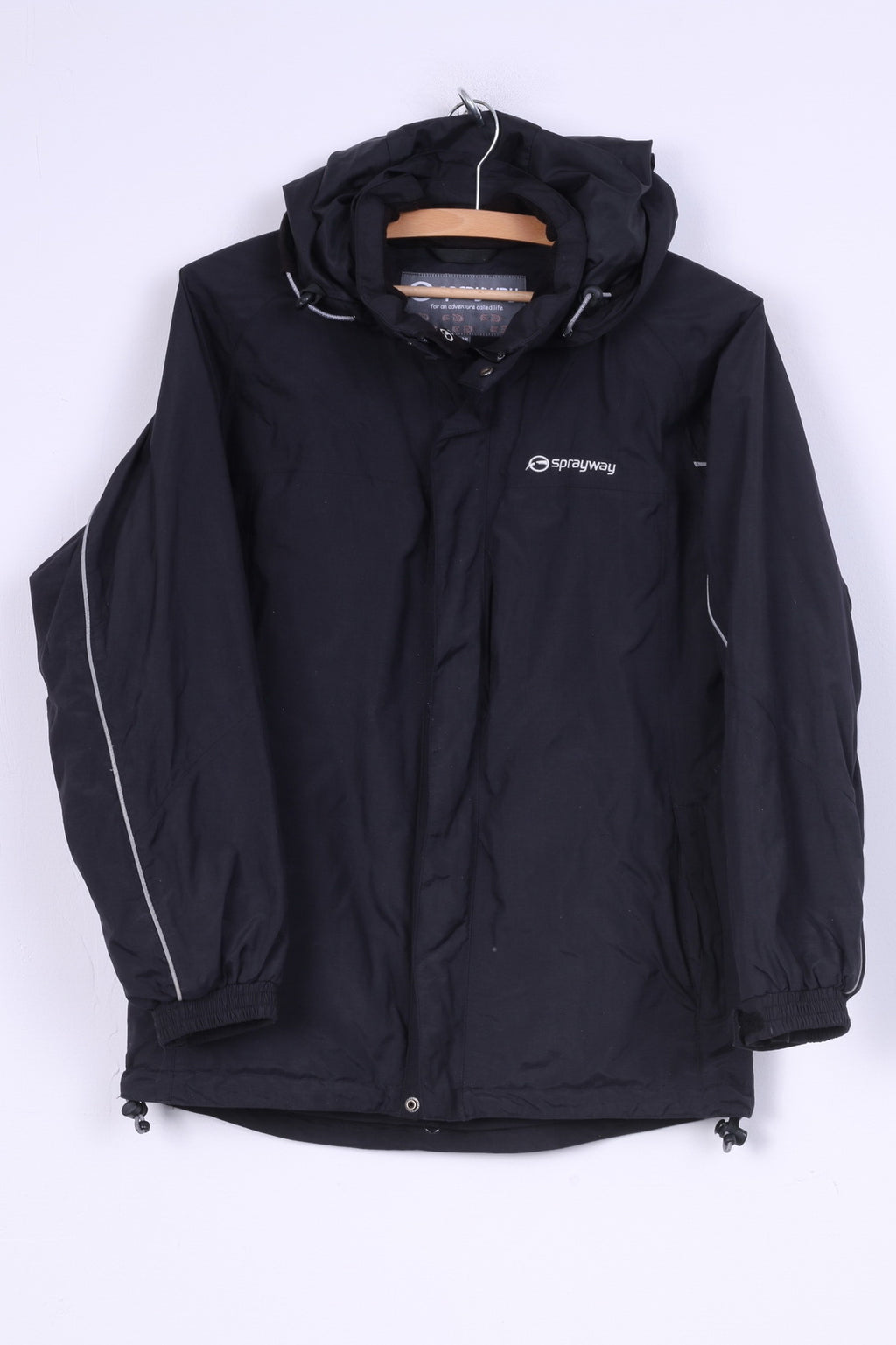 Sprayway Girls 12Age Jacket Hooded Black Full Zipper Nylon Waterproof