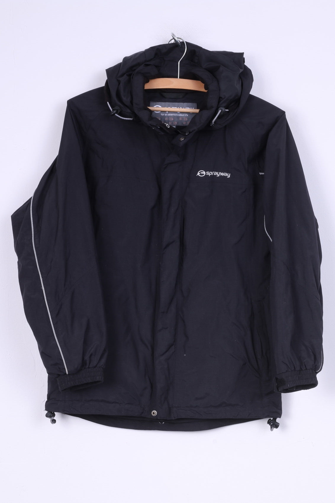 Sprayway Girls 12Age Jacket Hooded Black Full Zipper Nylon Waterproof