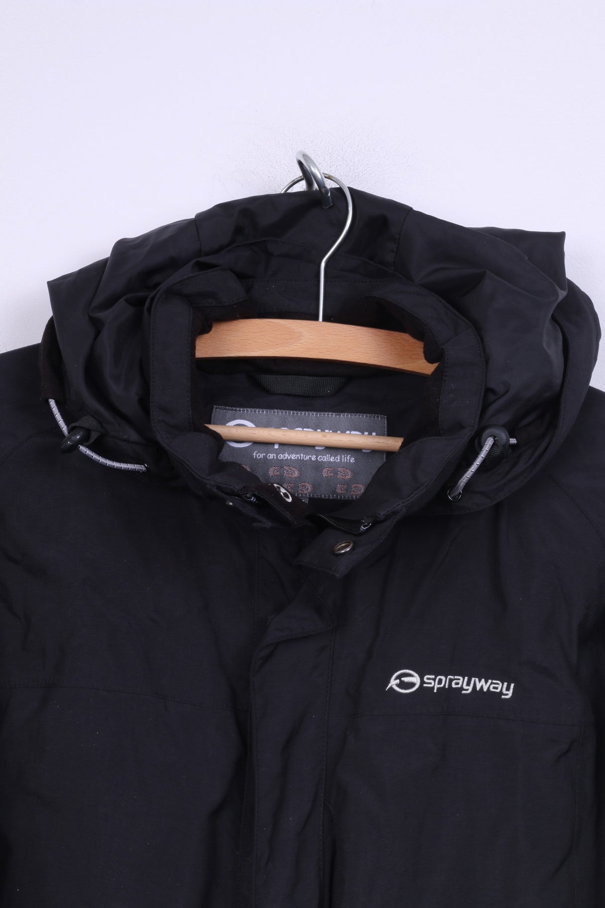 Sprayway Girls 12Age Jacket Hooded Black Full Zipper Nylon Waterproof
