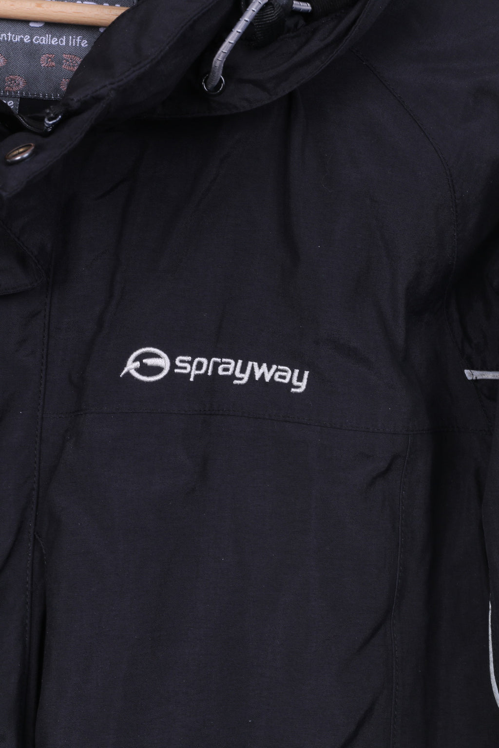 Sprayway Girls 12Age Jacket Hooded Black Full Zipper Nylon Waterproof