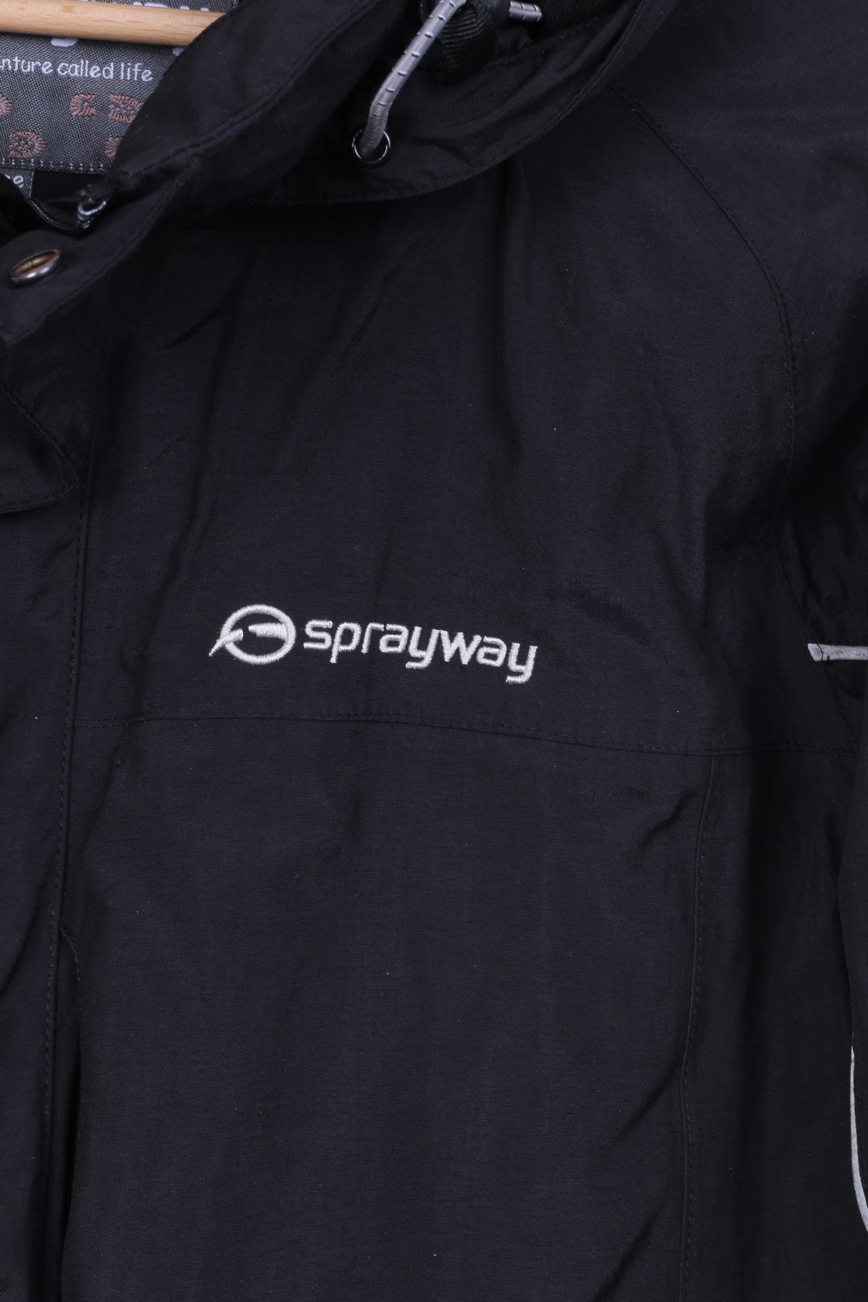 Sprayway Girls 12Age Jacket Hooded Black Full Zipper Nylon Waterproof