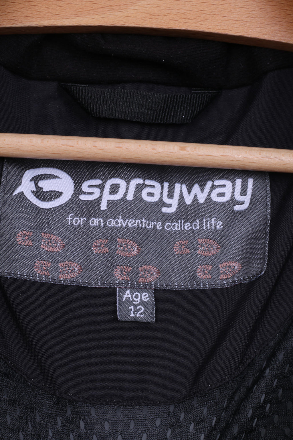 Sprayway Girls 12Age Jacket Hooded Black Full Zipper Nylon Waterproof