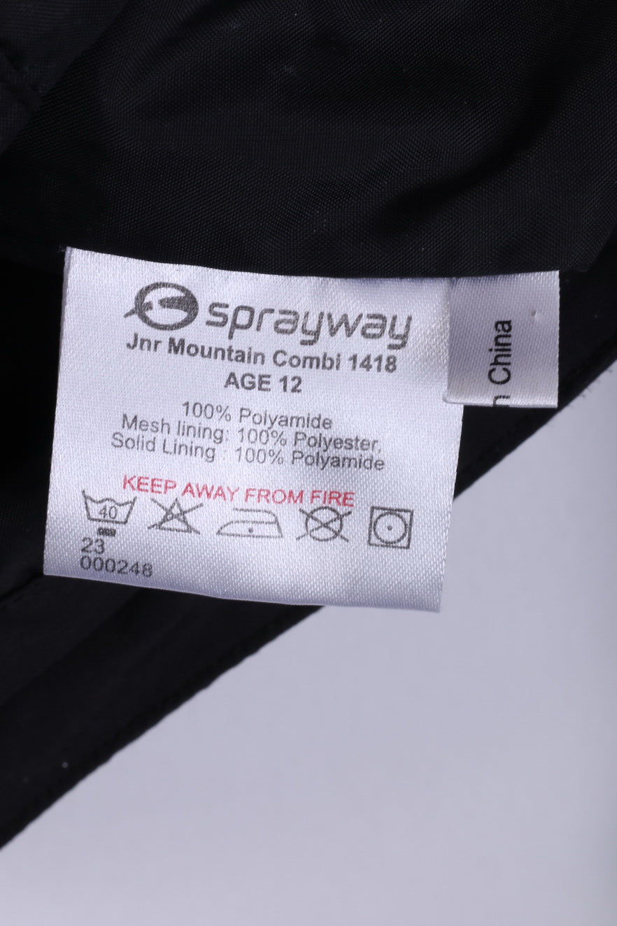 Sprayway Girls 12Age Jacket Hooded Black Full Zipper Nylon Waterproof