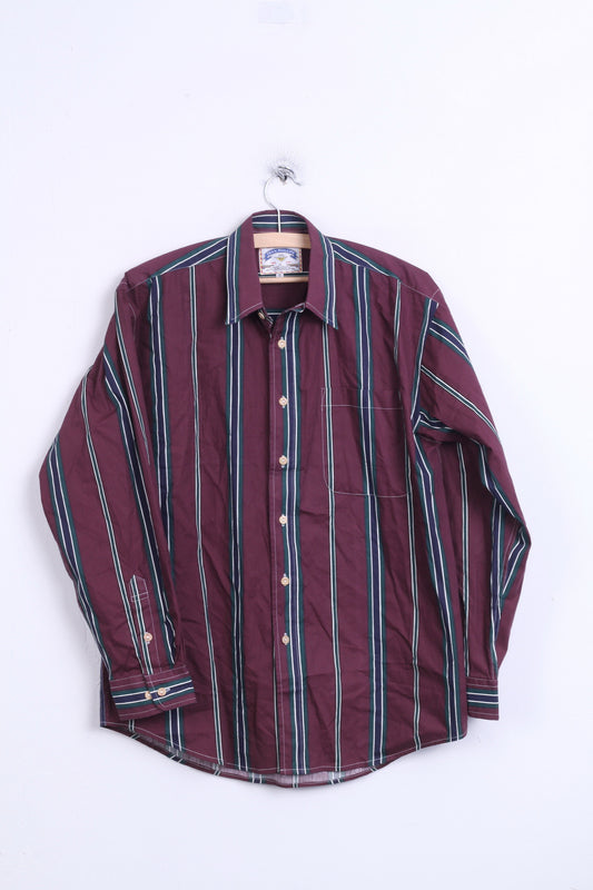JEAN PHILLIPE Mens S Casual Shirt Purple Striped Cotton - RetrospectClothes