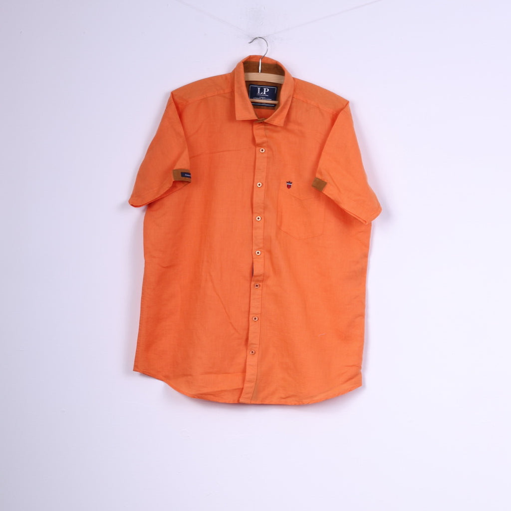 Louis Philippe Chemise décontractée XL pour homme en coton orange authentique haut de sport 