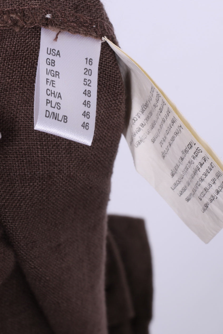 Pantaloni Ulla Popken da donna 20 Pantaloni casual a gamba larga marrone 100% lino