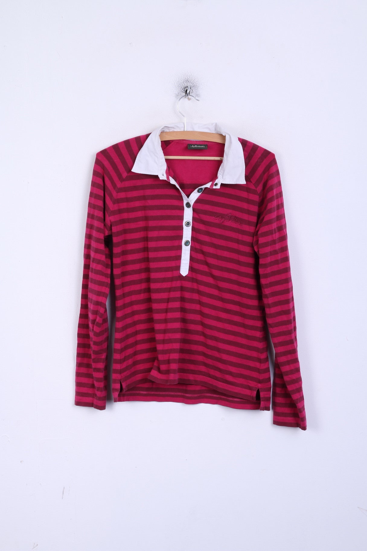 Peak Performance L Polo Femme Manches Longues Rayé Coton
