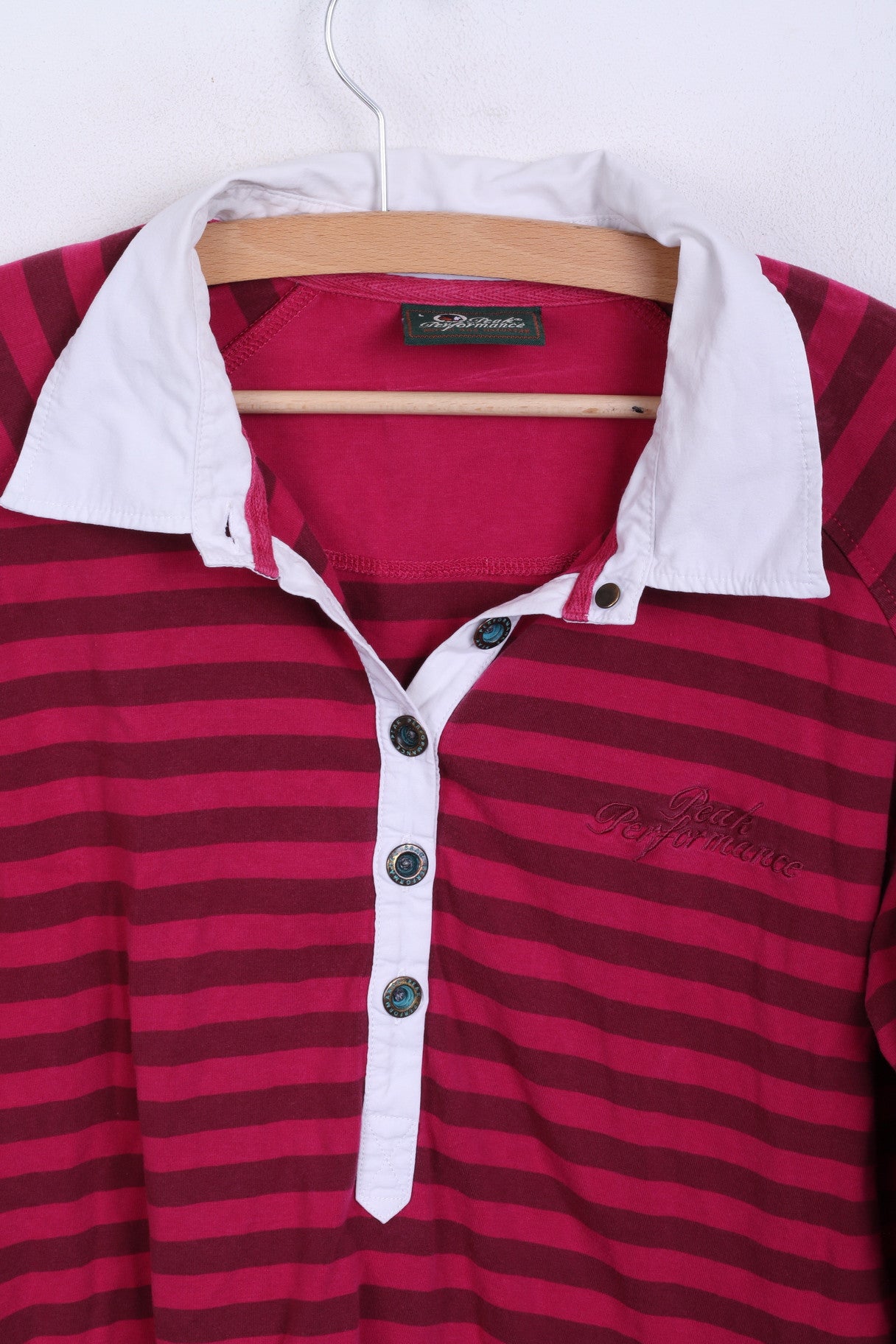 Peak Performance L Polo Femme Manches Longues Rayé Coton