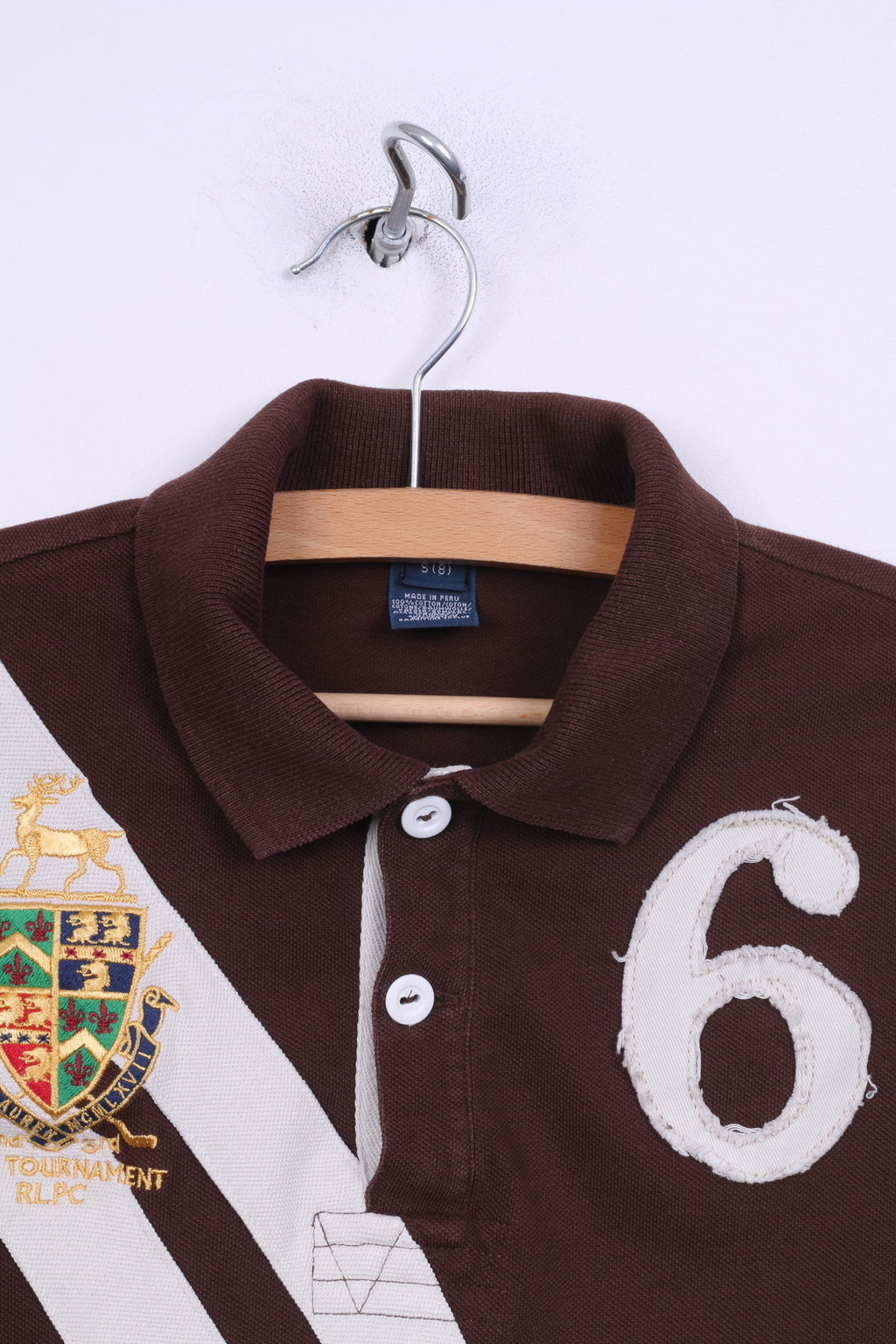 Polo by Ralph Lauren Polo S 8 pour femme marron à manches courtes Tournoi de golf RLPC #6 