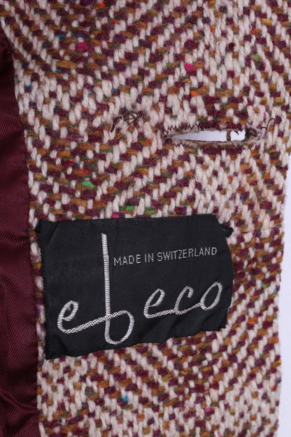 Ebeco Womens L Jacket Double Breasted Check Beige Switzerland - RetrospectClothes