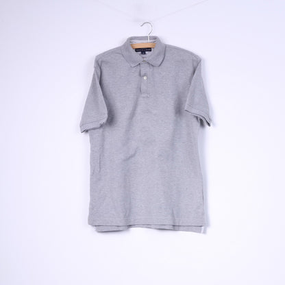 Tommy Hilfiger Polo S pour homme en coton gris avec boutons et haut détaillé 