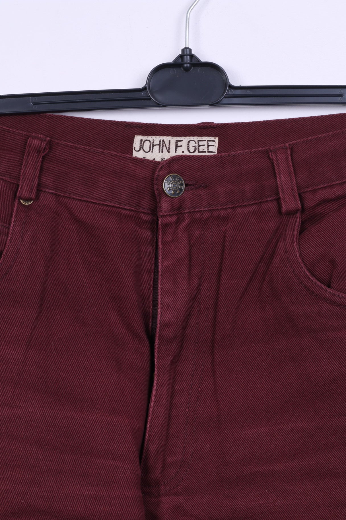 John F.Gee Mens 48 Jeans Trousers Burgundy Cotton Straight Leg Pants