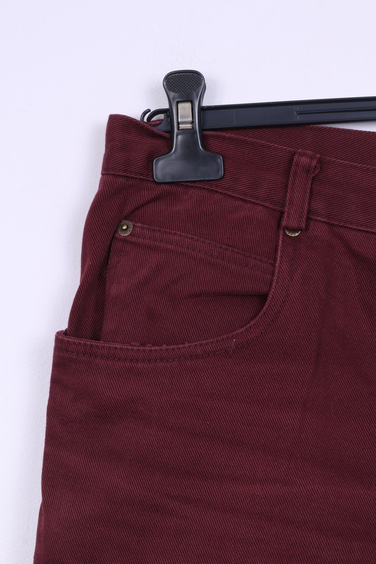 John F.Gee Pantalon en jean 48 pour homme en coton bordeaux à jambe droite