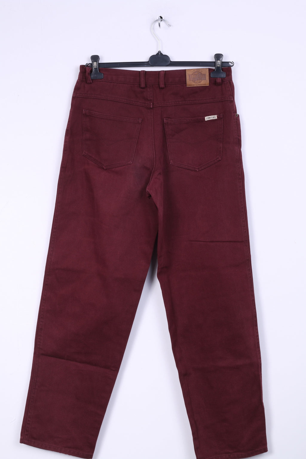 John F.Gee Mens 48 Jeans Trousers Burgundy Cotton Straight Leg Pants