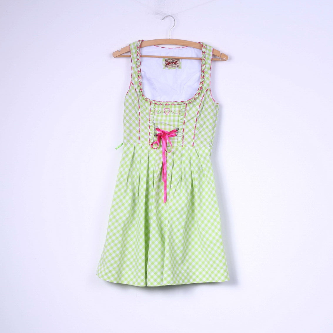 Stockerpoint Womens 36 S Mini Dress Check Green Sleeveless Cotton