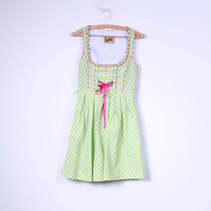Stockerpoint Womens 36 S Mini Dress Check Green Sleeveless Cotton
