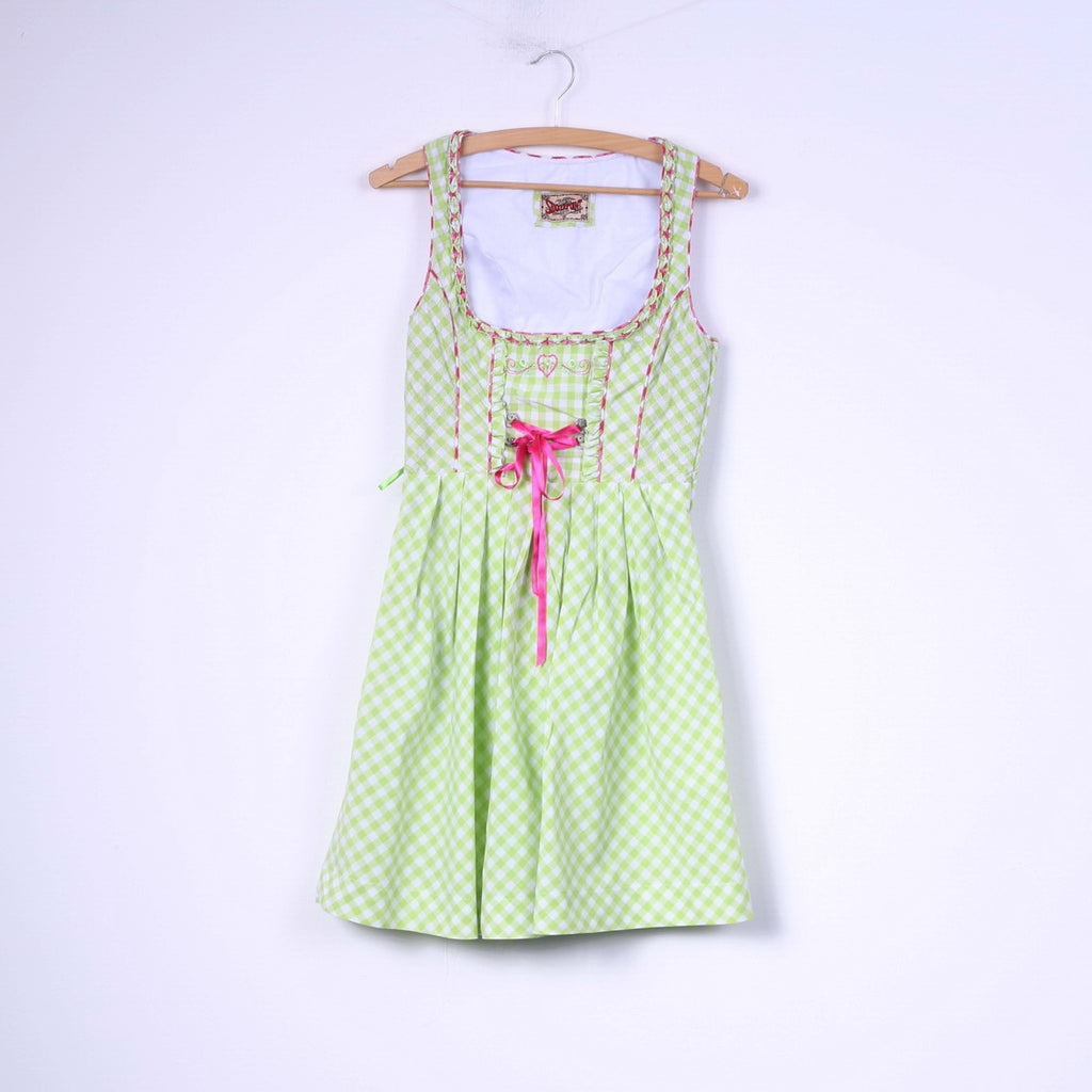 Stockerpoint Womens 36 S Mini Dress Check Green Sleeveless Cotton