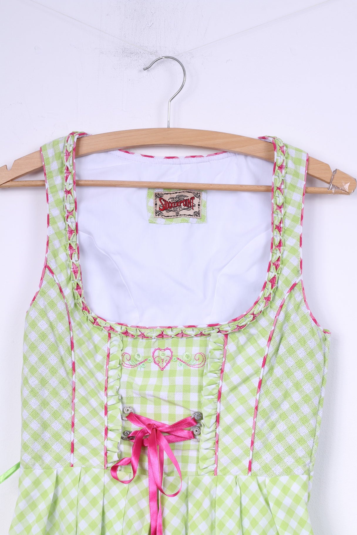 Stockerpoint Womens 36 S Mini Dress Check Green Sleeveless Cotton