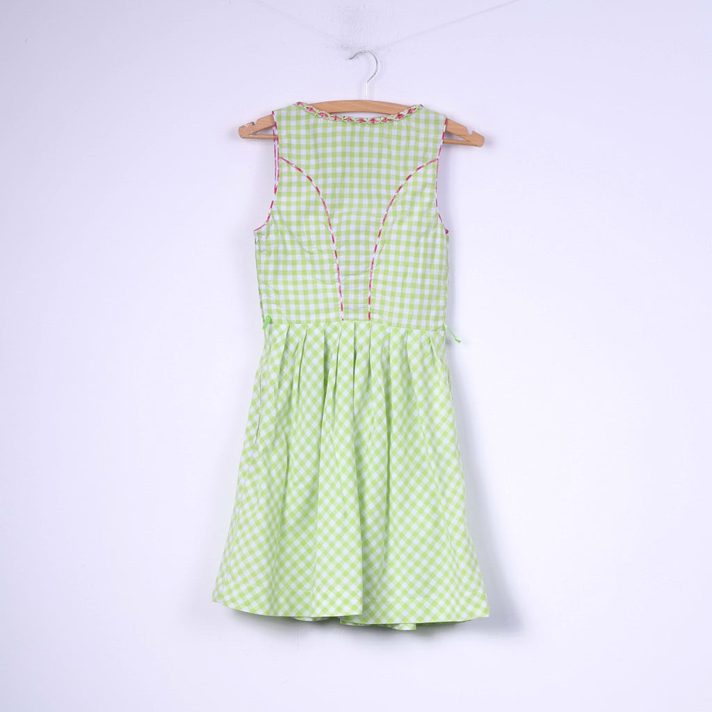 Stockerpoint Womens 36 S Mini Dress Check Green Sleeveless Cotton