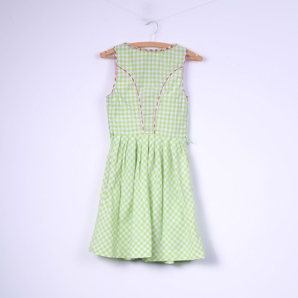 Stockerpoint Womens 36 S Mini Dress Check Green Sleeveless Cotton