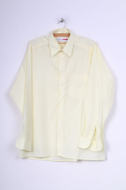 Camicia casual da uomo Olymp Golf 42 XL in cotone giallo a maniche lunghe 