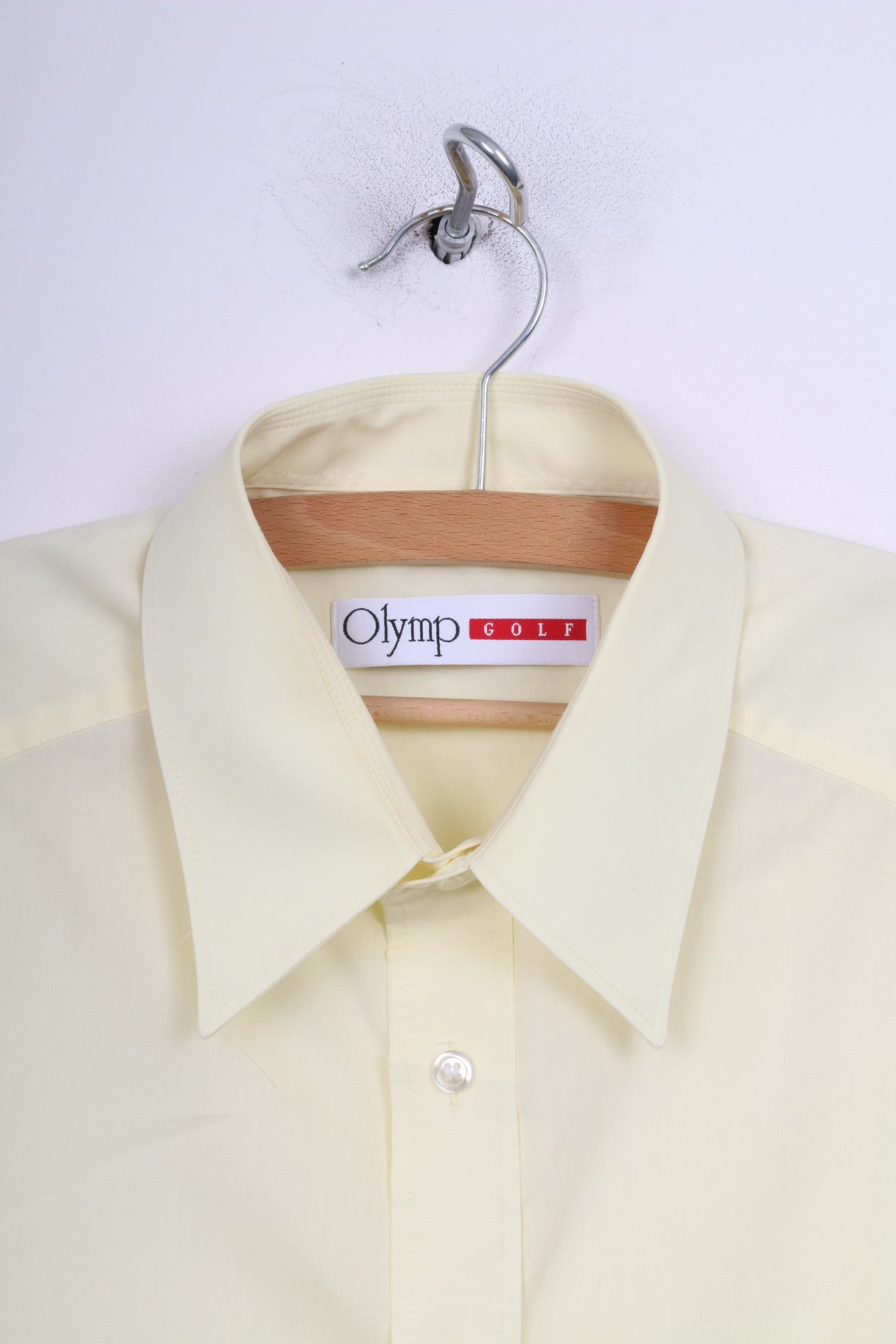 Olymp Golf Mens 42 XL Casual Shirt Yellow Cotton Long Sleeve