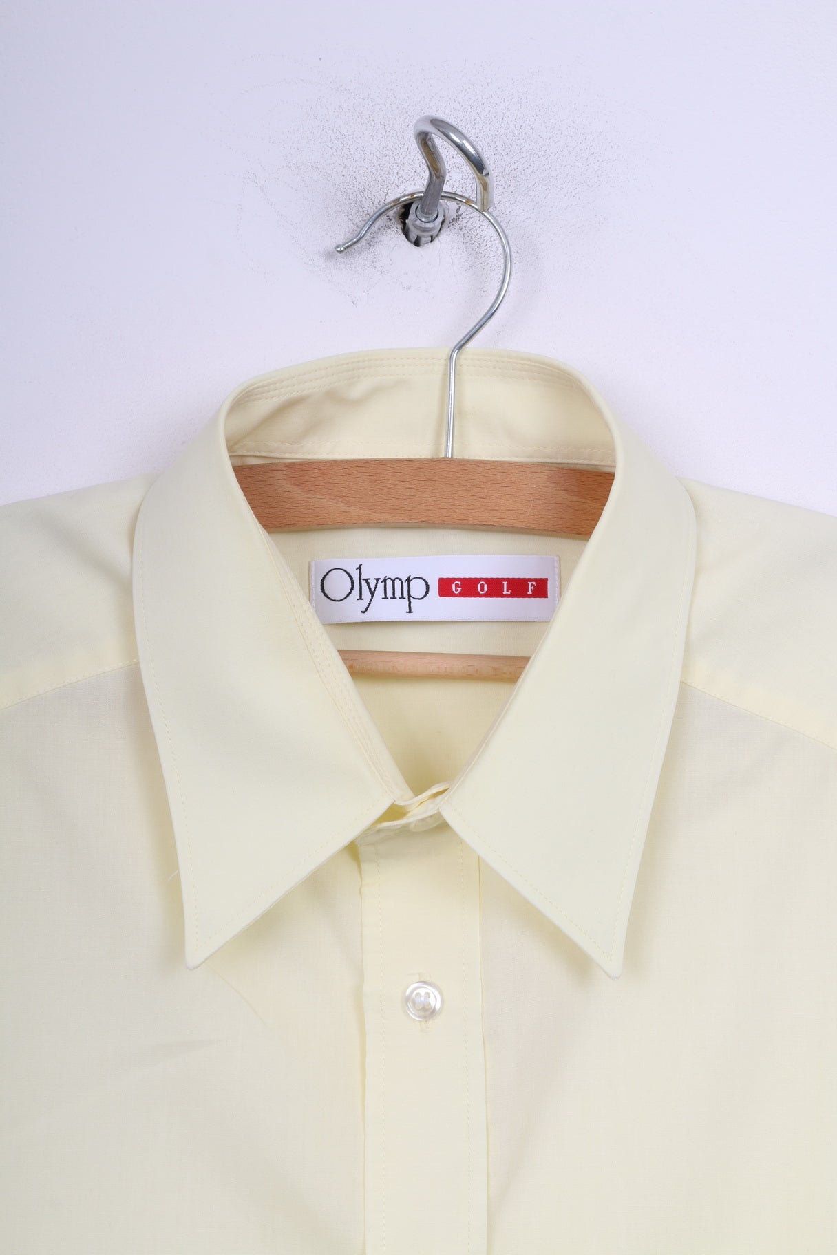Olymp Golf Chemise décontractée pour homme 42 XL en coton jaune à manches longues 