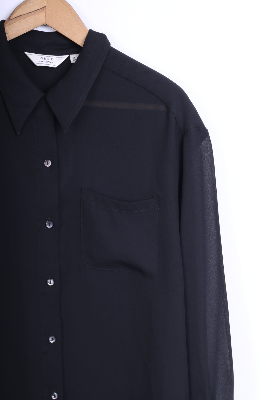 Next Femme M Chemise Casual Manches Longues Noir Transparent