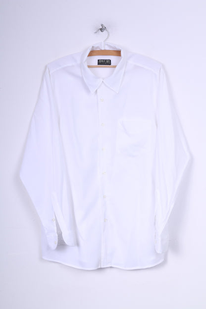 John F.Gee Mens 41/42 XL  Casual Shirt White Long Sleeve