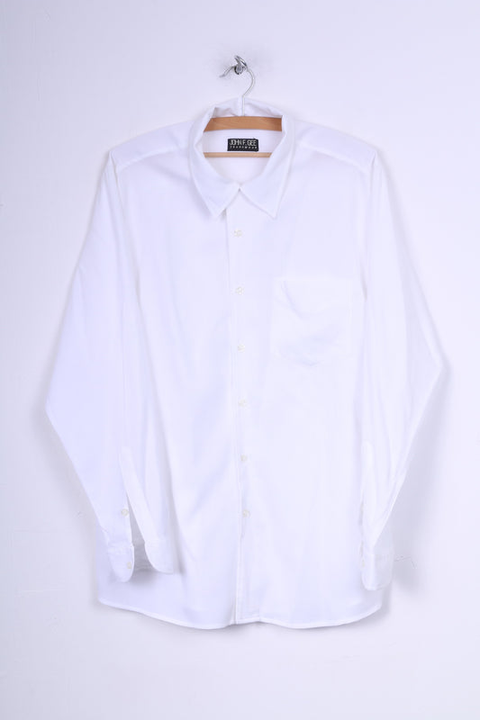 Camicia casual da uomo John F.Gee 41/42 XL bianca a maniche lunghe 