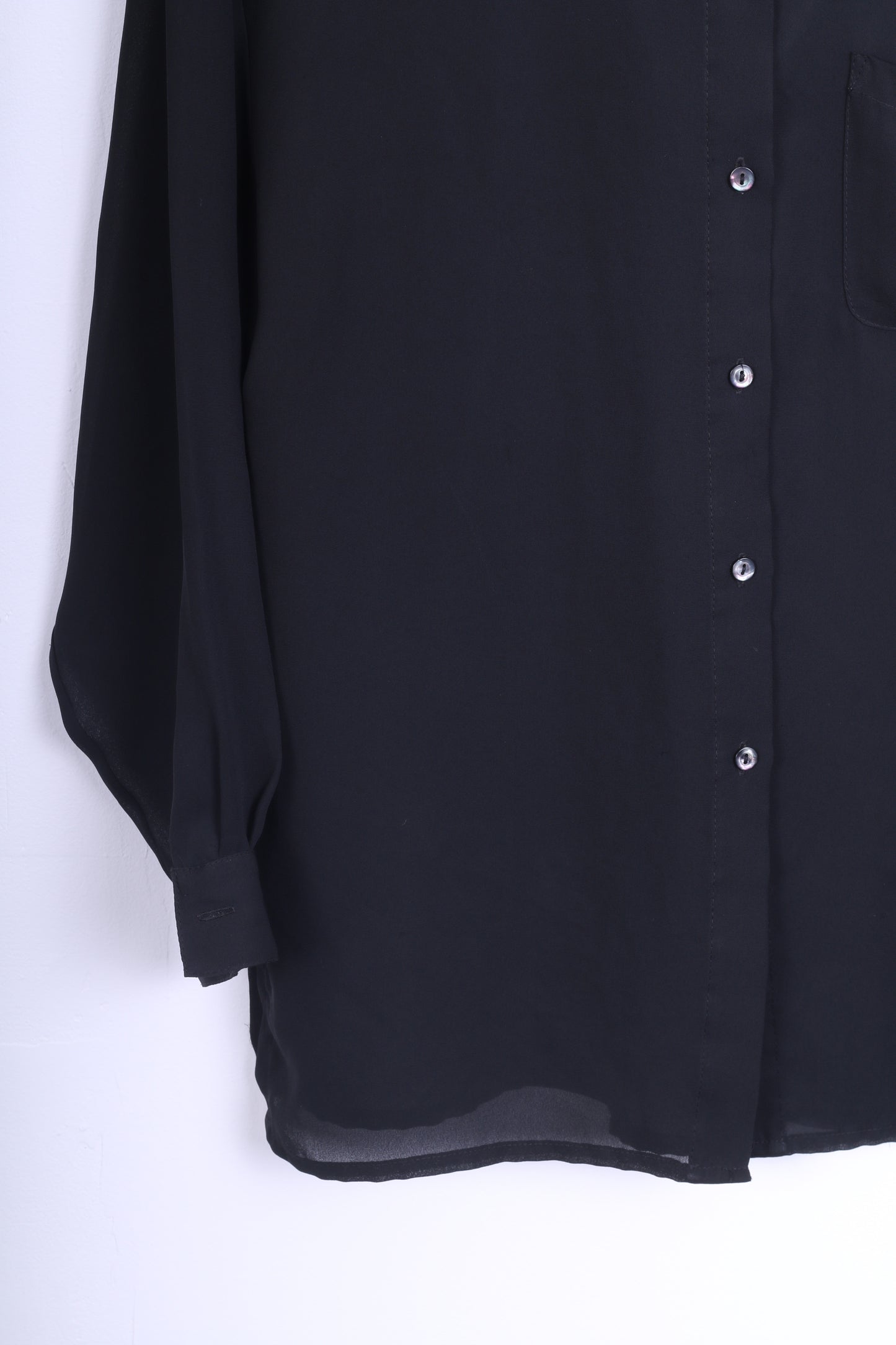 Next Womens M Casual Shirt Long Sleeve Black Transparent