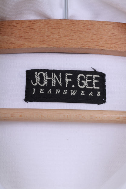 Camicia casual da uomo John F.Gee 41/42 XL bianca a maniche lunghe 