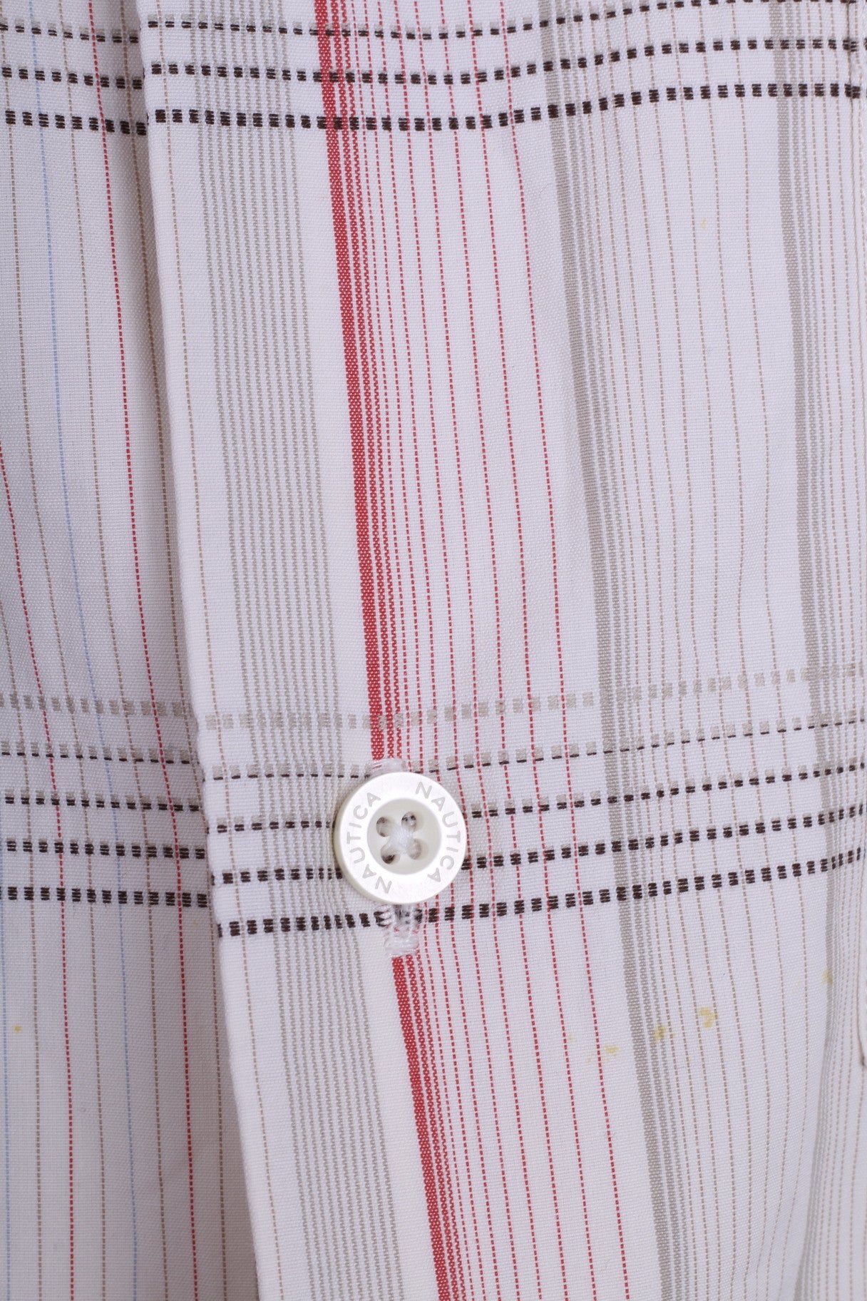 Camicia casual da uomo Nautica M a quadri in cotone ecru a maniche corte