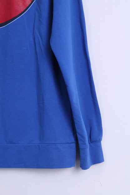 Made in Italy Womens M Sweatshirt Blue Cotton Crew Neck Graphic Big Lips