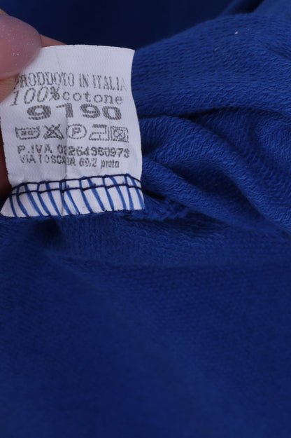 Made in Italy Sweat-shirt M pour femme en coton bleu col rond graphique grandes lèvres