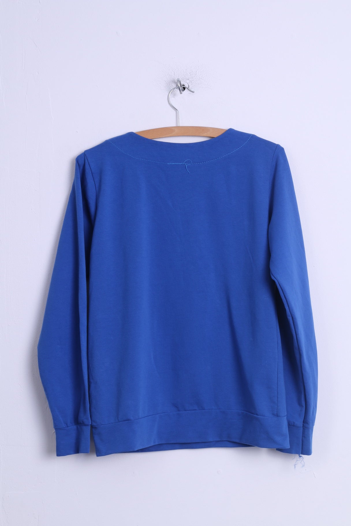 Made in Italy Sweat-shirt M pour femme en coton bleu col rond graphique grandes lèvres