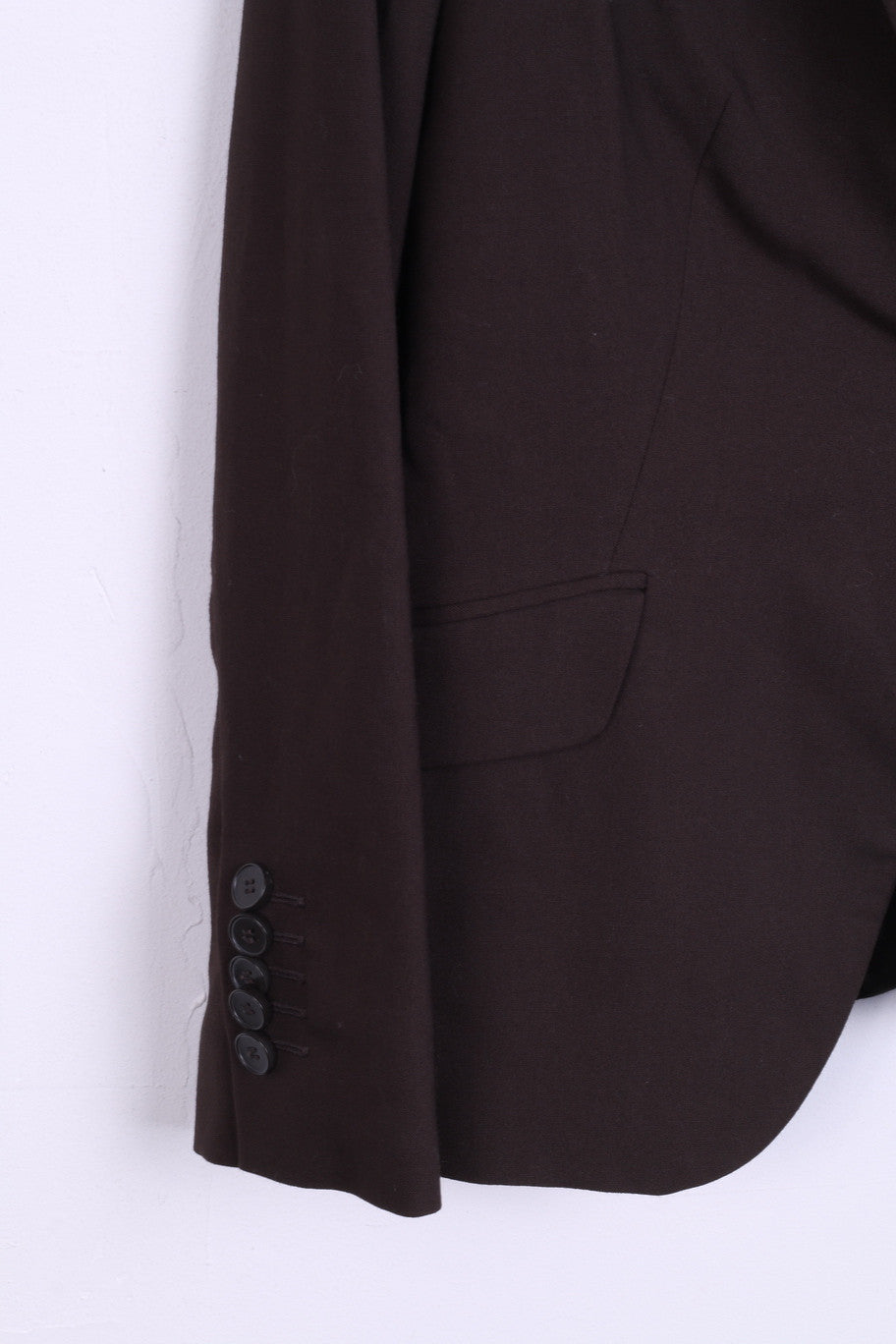 ZARA Basic Womens 42 L Jacket Blazer Brown Single Breasted - RetrospectClothes