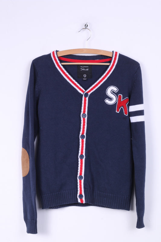 Skill Boys 158-164 13 anni Maglione Cardigan casual in cotone blu scuro