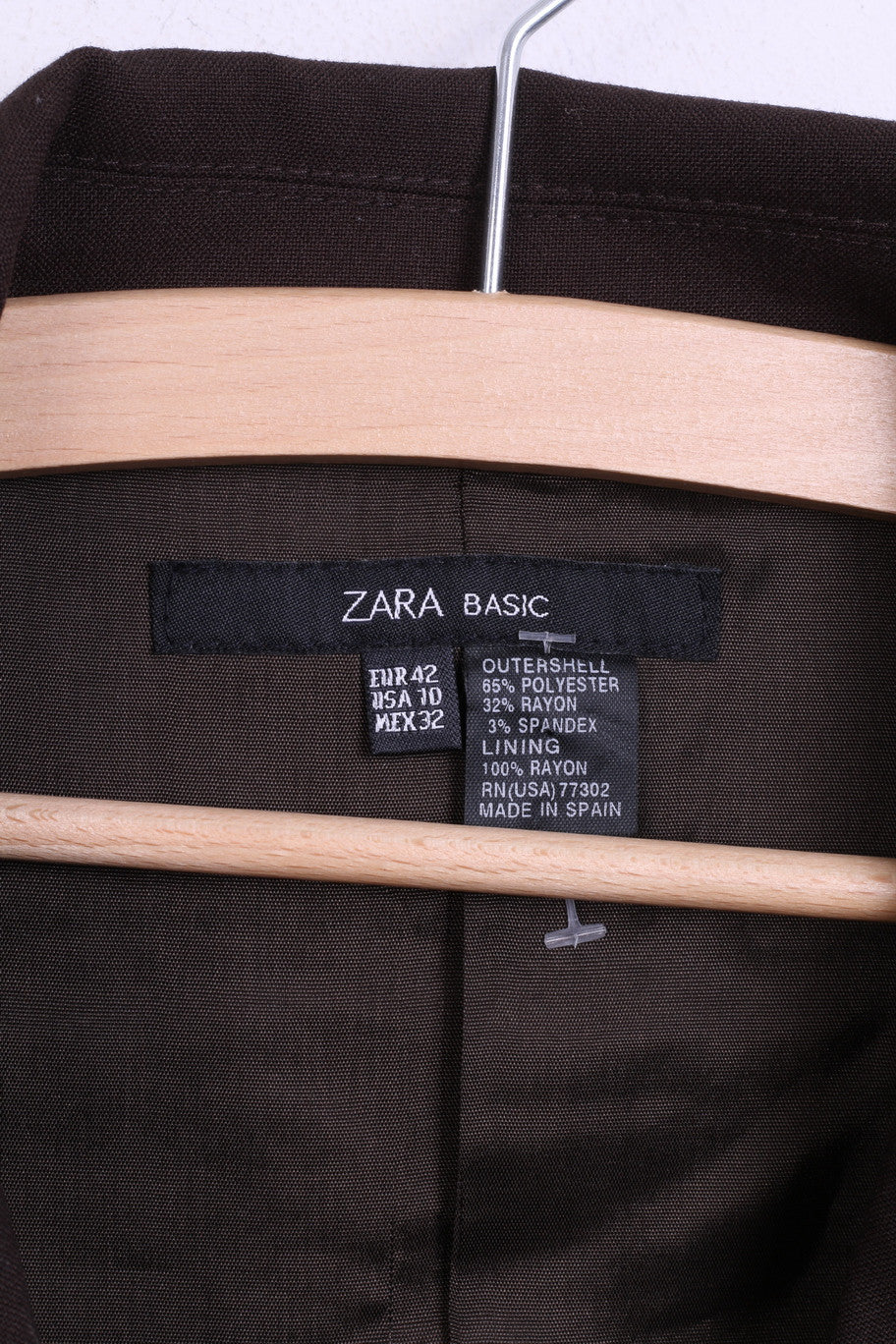 ZARA Basic Womens 42 L Jacket Blazer Brown Single Breasted - RetrospectClothes