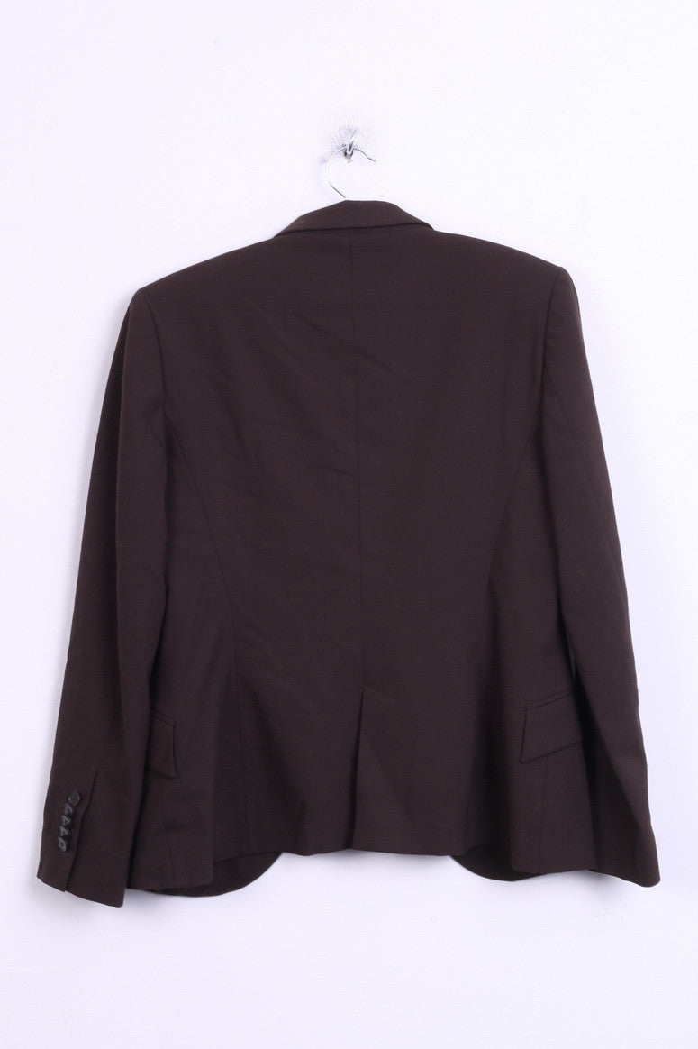 ZARA Basic Womens 42 L Jacket Blazer Brown Single Breasted - RetrospectClothes