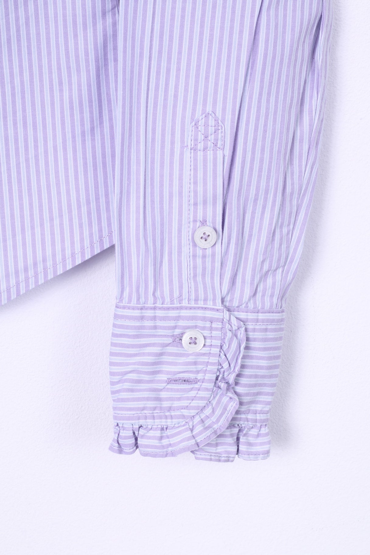 United Colors Of Benetton Girls XL 10-11 Age Casual Shirt Striped Violet Ruffle Top