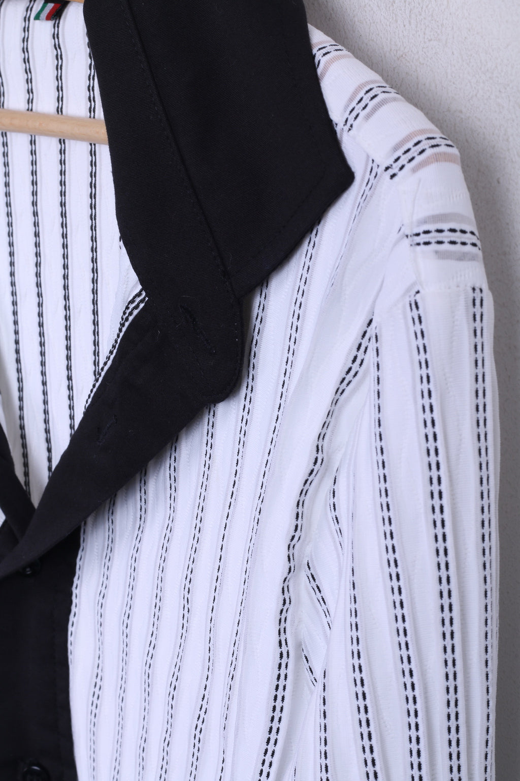 TIPO'S Womens L Casual Shirt White Long Sleeve Striped Italy Nylon