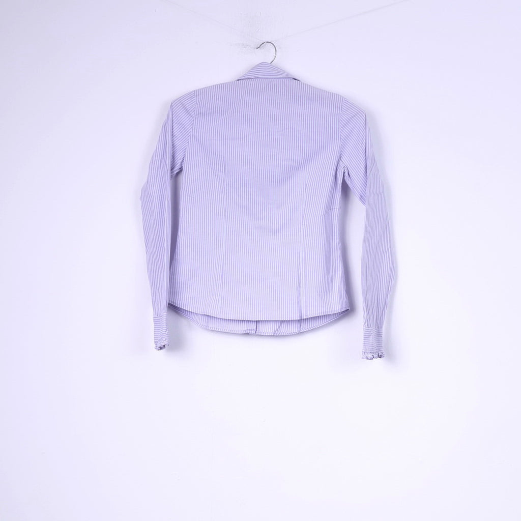 United Colors Of Benetton Girls XL 10-11 Age Casual Shirt Striped Violet Ruffle Top