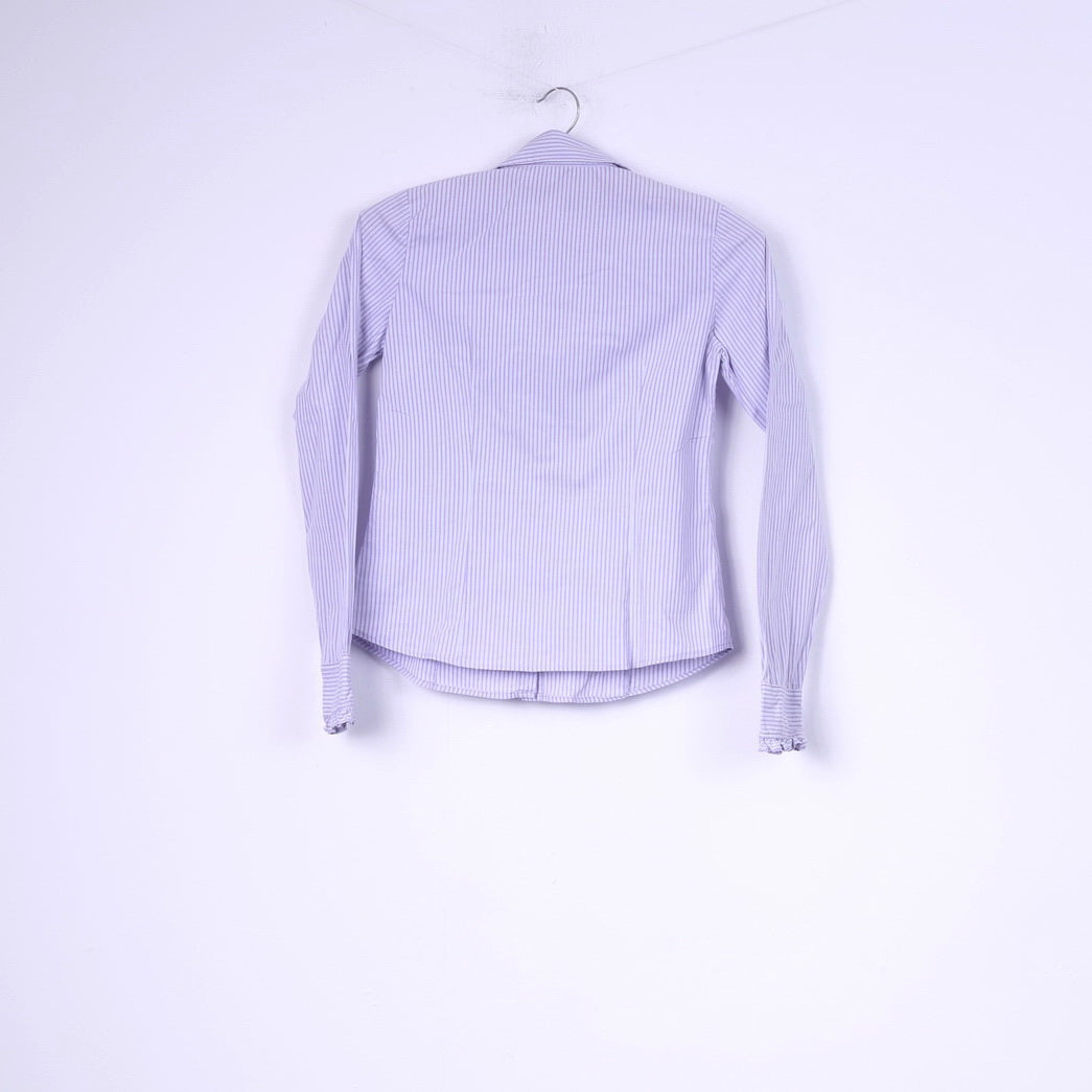 United Colors Of Benetton Girls XL 10-11 Age Casual Shirt Striped Violet Ruffle Top