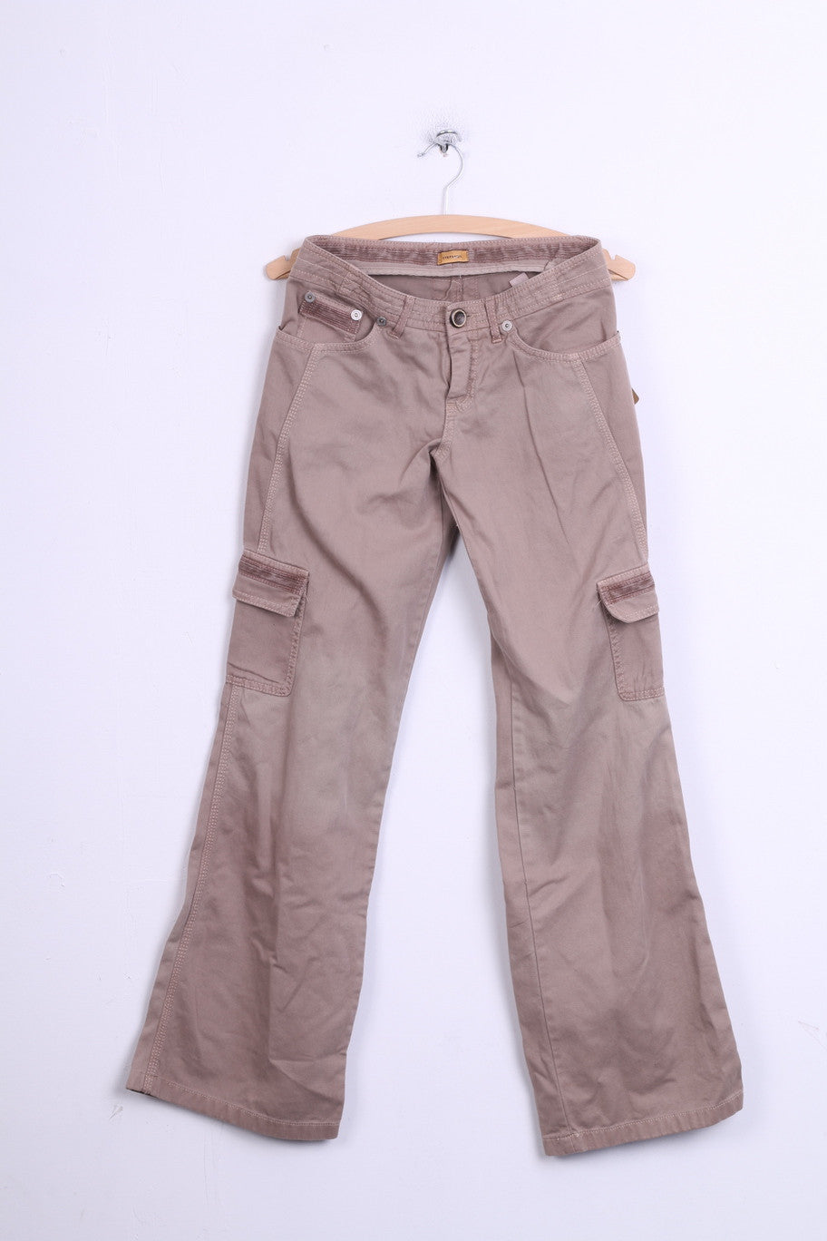 New Stefanel Womens 40 S Trousers Gold Pantalone Over Drill - RetrospectClothes