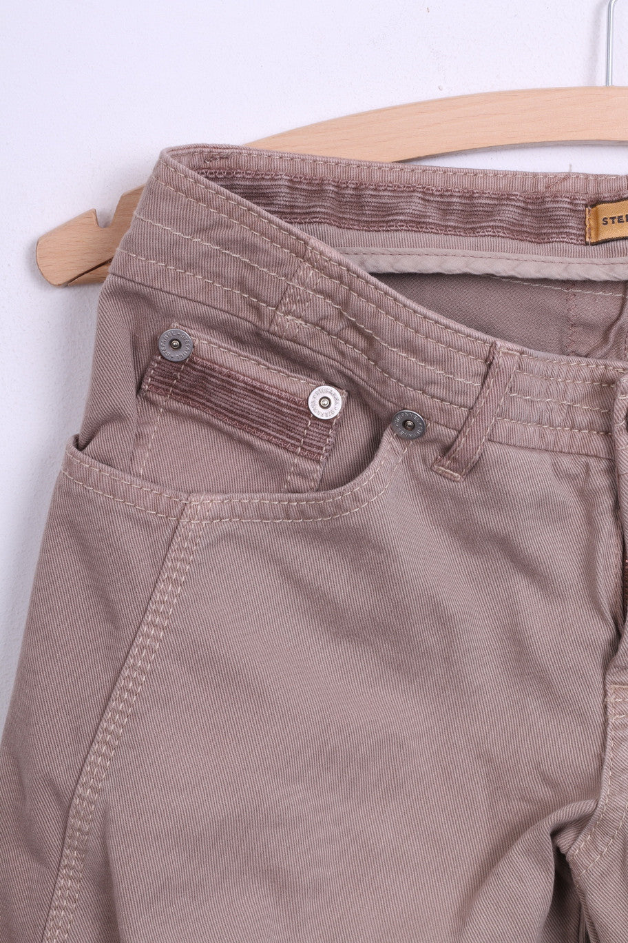 New Stefanel Womens 40 S Trousers Gold Pantalone Over Drill - RetrospectClothes