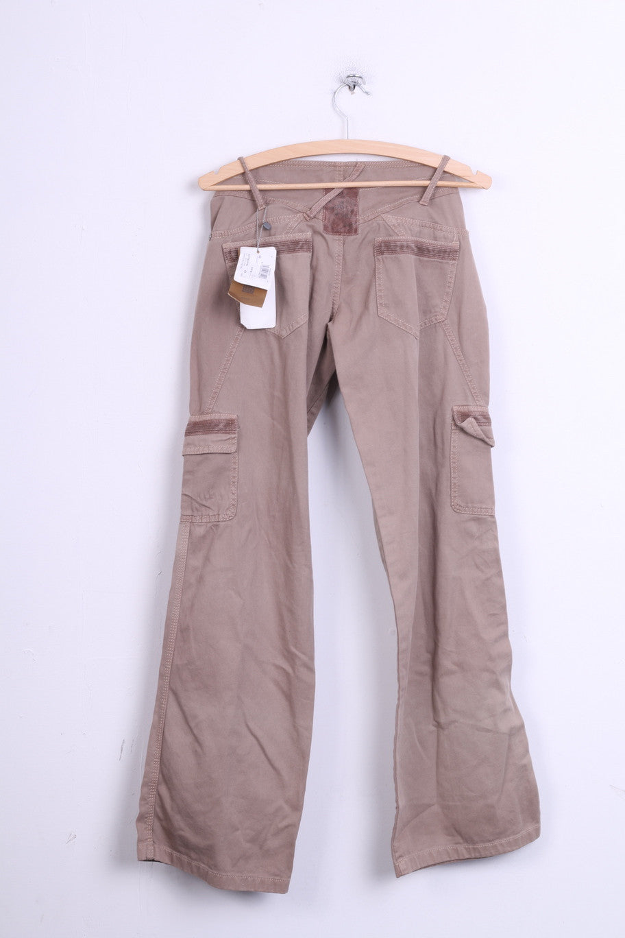 New Stefanel Womens 40 S Trousers Gold Pantalone Over Drill - RetrospectClothes